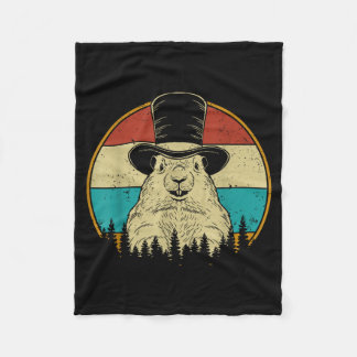 Retro Groundhog Day Cute Woodchuck Groundhog Whisp Fleece Blanket