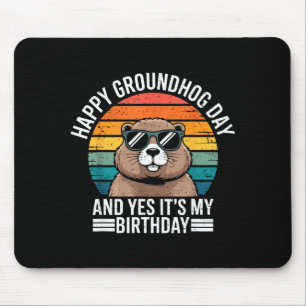 Retro Groundhog Sungles Birthday Vintage Funny Des Mouse Pad