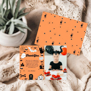 Retro grovvy Halloween birthday thank you card