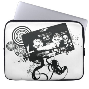 Retro Grunge Audio Tape & Skull Laptop Sleeve