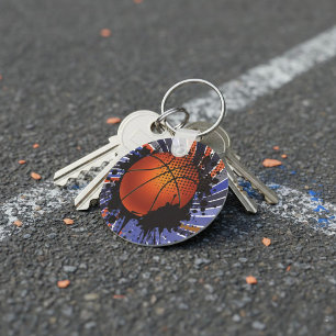 Retro Grunge Basketball Abstract Urban Sports Key Ring