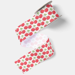 Retro Grunge Cherry Aesthetic Vintage Pattern Satin Ribbon