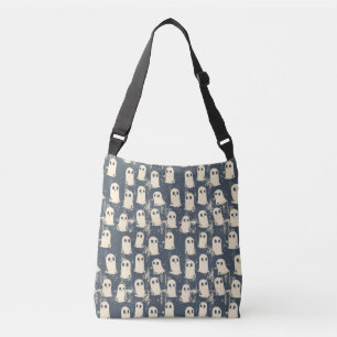 Retro Grunge Ghost Halloween Pattern Crossbody Bag