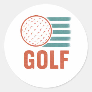 Retro Grunge Golf Classic Round Sticker