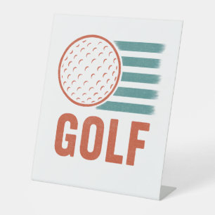 Retro Grunge Golf Pedestal Sign