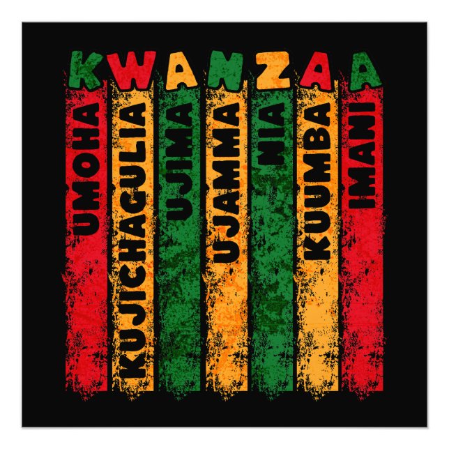 Retro Grunge Kwanzaa Principles Photo Print (Front)