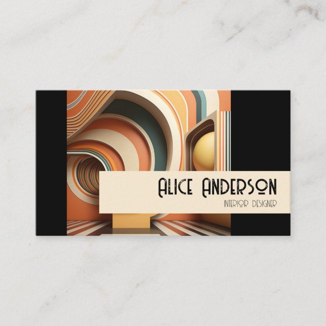 Retro grunge minimalistic contemporary 70s modern business card (Front)