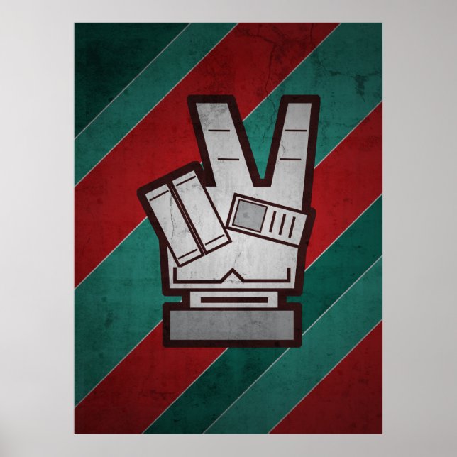 Retro Grunge Peace Hand Sign Poster (Front)