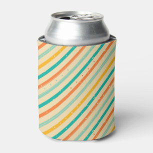 Retro grunge striped pattern can cooler
