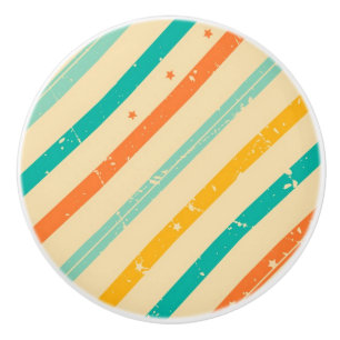 Retro grunge striped pattern ceramic knob