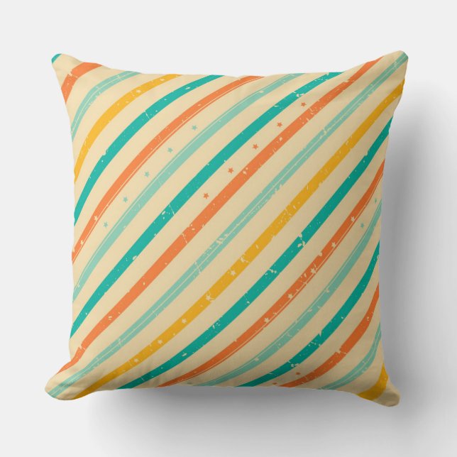 Retro grunge striped pattern cushion (Front)