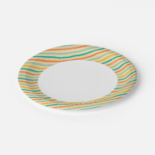 Retro grunge striped pattern paper plate