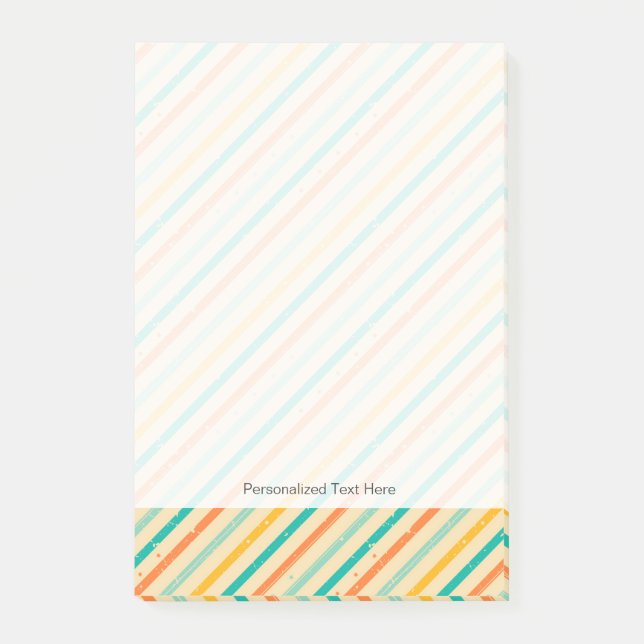 Retro grunge striped pattern post-it notes (Front)