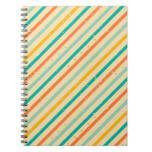 Retro grunge striped pattern spiral notebook