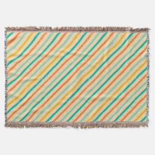 Retro grunge striped pattern throw blanket