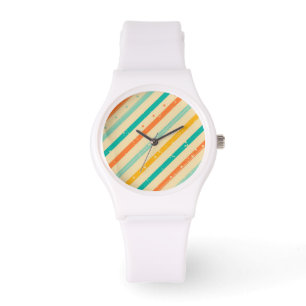 Retro grunge striped pattern watch