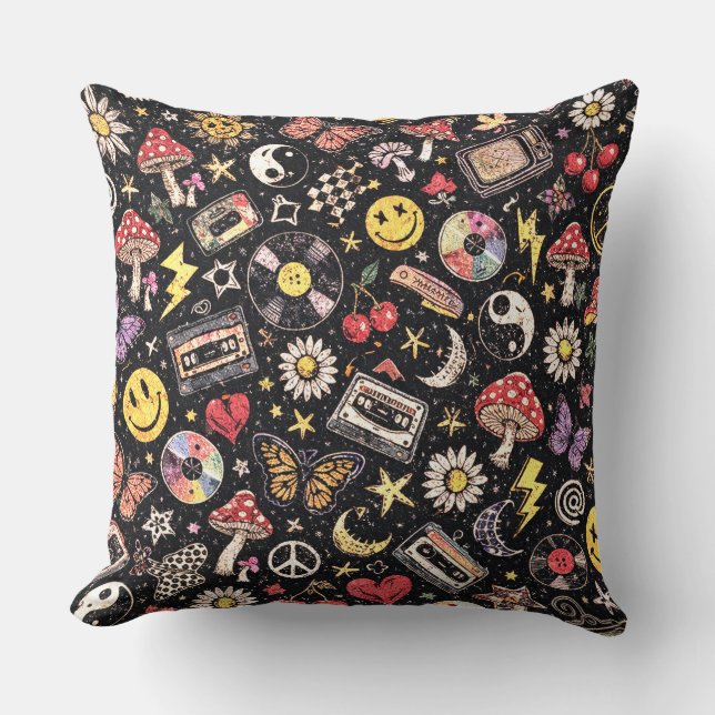 Retro Grunge Sunshine Bliss Cushion (Front)