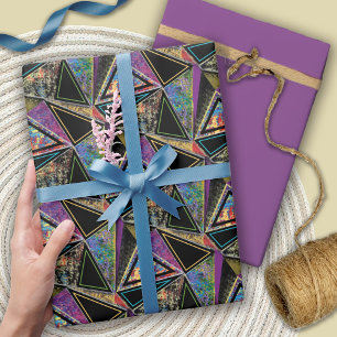 Retro Grunge Triangles Wrapping Paper