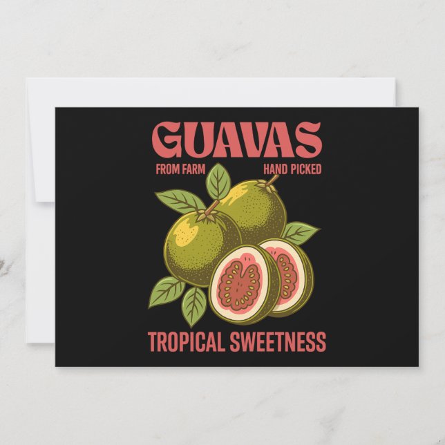 Retro Guavas Fruit Commercial Graphic Art Style Invitation (Front)