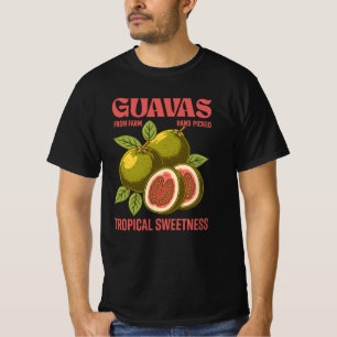 Retro Guavas Fruit Commercial Graphic Art Style T-Shirt