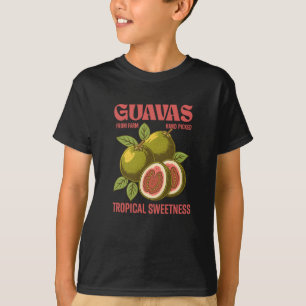 Retro Guavas Fruit Commercial Graphic Art Style T-Shirt