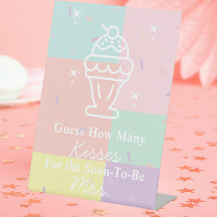 Retro Guess How Many Kisses Game Pedestal Sign