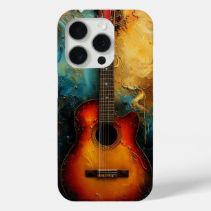 Retro guitar art iPhone 15 pro case
