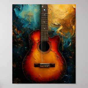 Retro guitar art poster