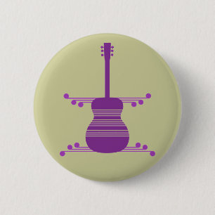 Retro Guitar Button, Purple 6 Cm Round Badge