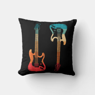 Retro Guitar Guitarist Electric Bass Guitar Rock M Cushion