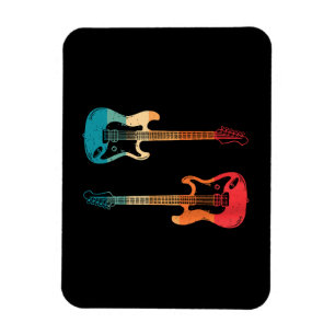 Retro Guitar Guitarist Electric Bass Guitar Rock M Magnet