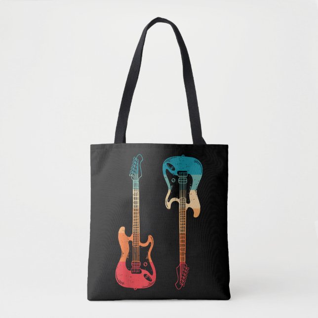 Retro Guitar Guitarist Electric Bass Guitar Rock M Tote Bag (Front)