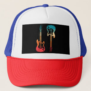 Retro Guitar Guitarist Electric Bass Guitar Rock M Trucker Hat