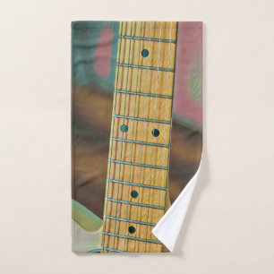 retro guitar lover gift hand towel