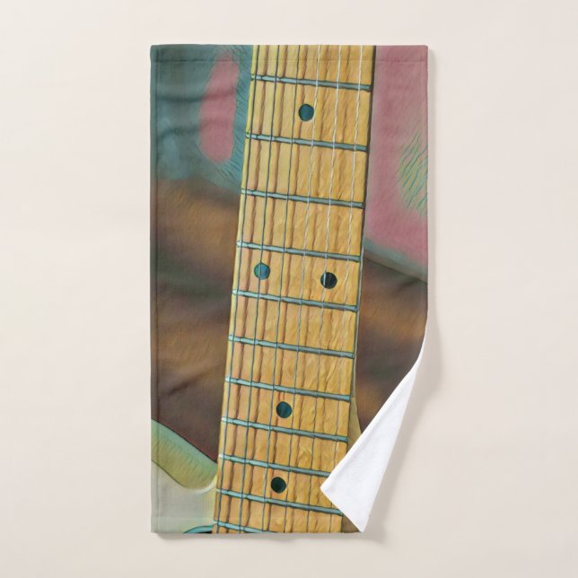 retro guitar lover gift hand towel (Hand Towel)