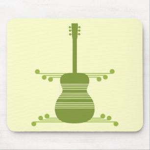 Retro Guitar Mousepad, Olive Green Mouse Pad