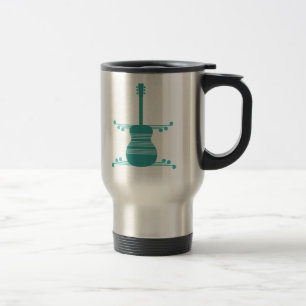 Retro Guitar Mug, Teal Travel Mug