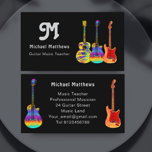 Retro Guitar Music Teacher Custom Business Card