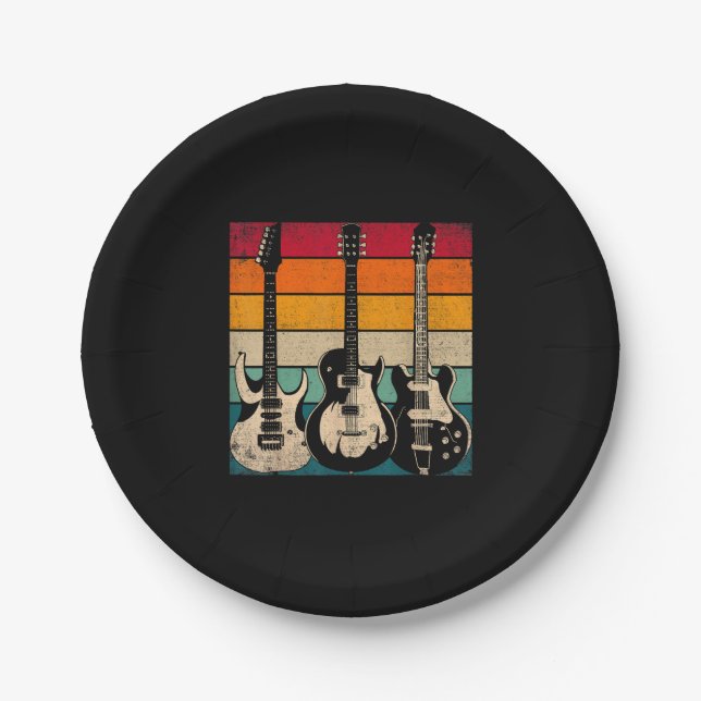 Retro Guitar  Paper Plate (Front)