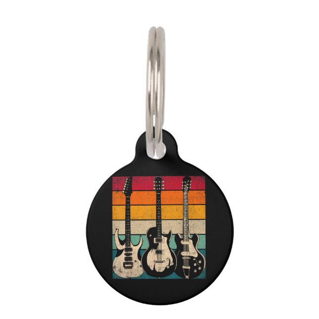 Retro Guitar  Pet Tag (Front)