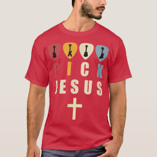Retro Guitar Pick Jesus Music Christian Guitarist T-Shirt