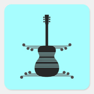 Retro Guitar Square Stickers