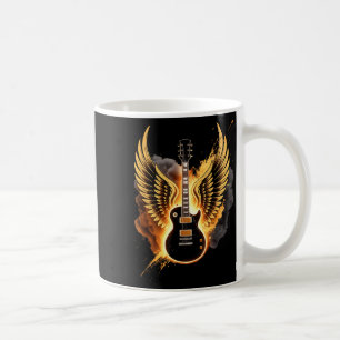 Retro Guitar Wings Abstract Art Rock And Roll Musi Coffee Mug