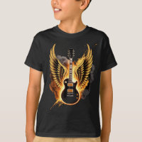 Retro Guitar Wings Abstract Art Rock And Roll Musi