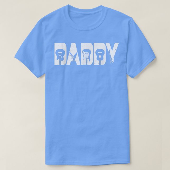 Retro Guitarist Father Daddy Guitar Fathers Day Mu T-Shirt (Design Front)