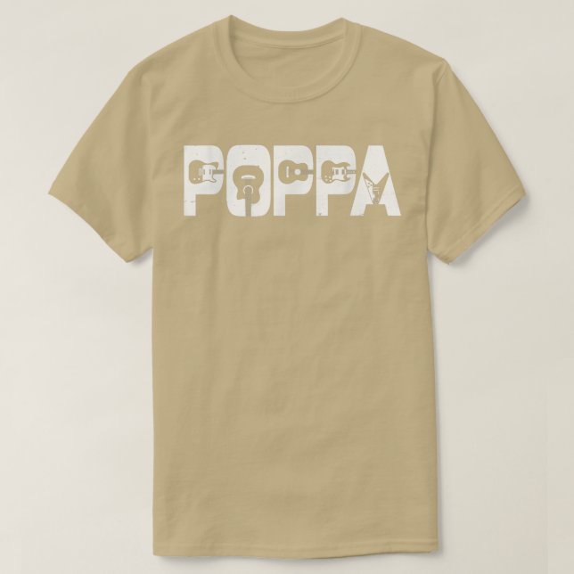 Retro Guitarist Father Poppa Guitar Fathers Day Mu T-Shirt (Design Front)