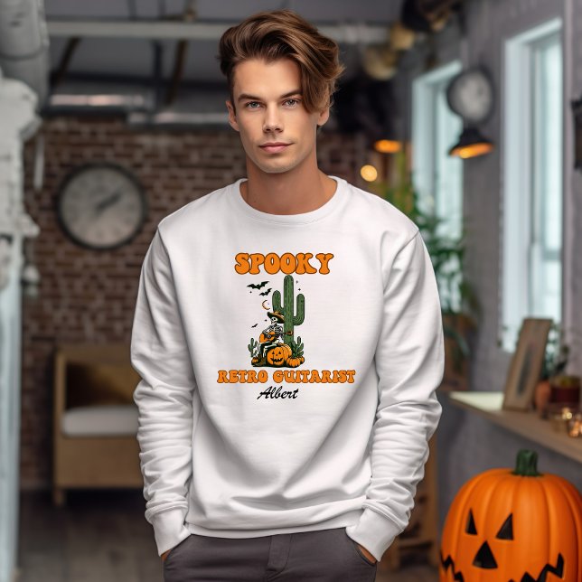 Retro Guitarist Personalised Name Halloween  Sweatshirt (Creator Uploaded)