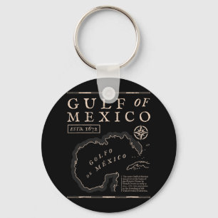 Retro Gulf Of Mexico 1672 Historic Map  Key Ring