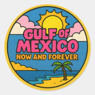 Retro Gulf of Mexico Beach Summer Classic Round Sticker