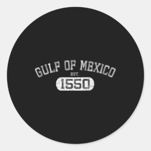 Retro Gulf Of Mexico Est 1550 Mexican Flag For Men Classic Round Sticker
